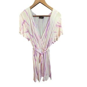 Lane Bryant new without tags Tie-Dye Flutter Sleeve Wrap Dress 18/20 White & Lav